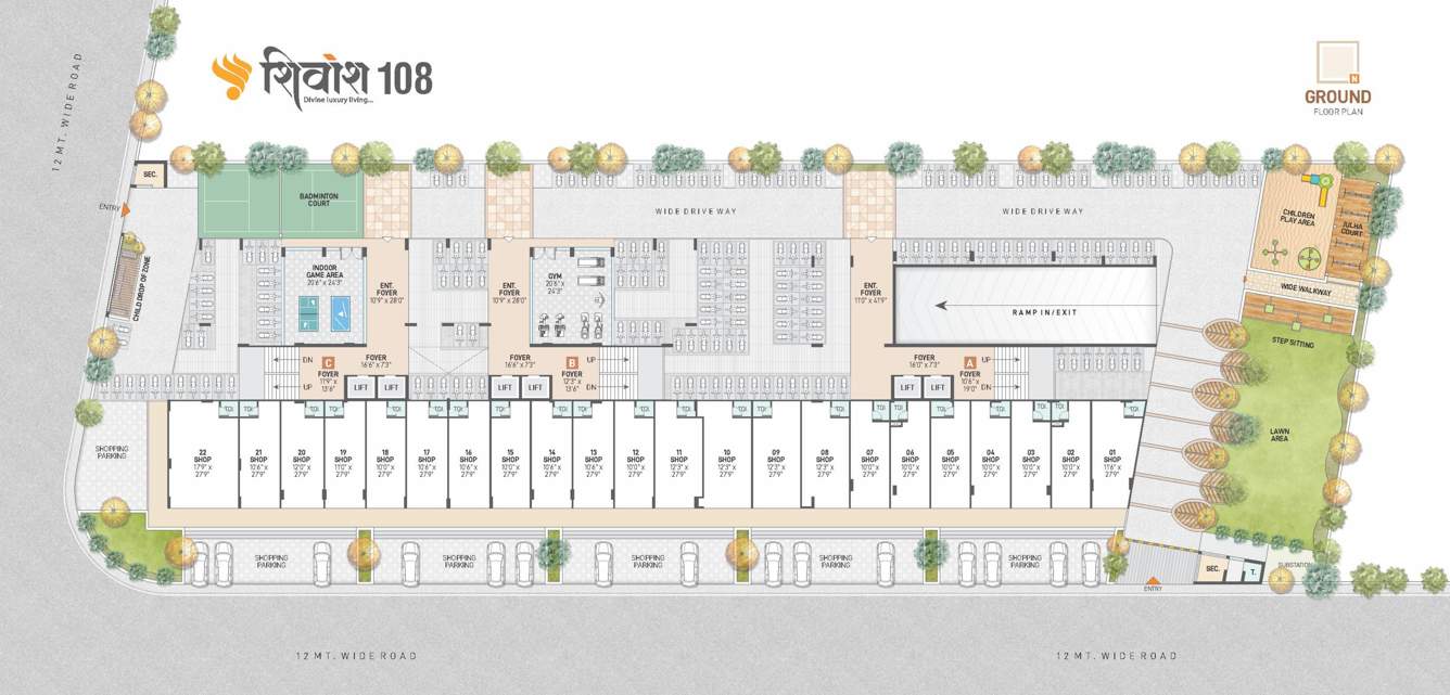  shivansh 108 Block A B And C Cluster Plan For Ground Floor