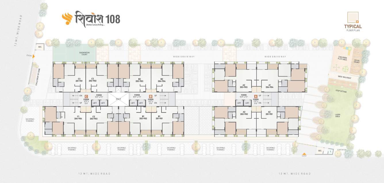  shivansh 108 Block A Cluster Plan For Typical Floor