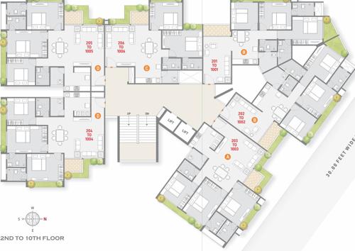 the-spenta-shyama The Spenta Shyama Cluster Plan from 2nd to 10th Floor