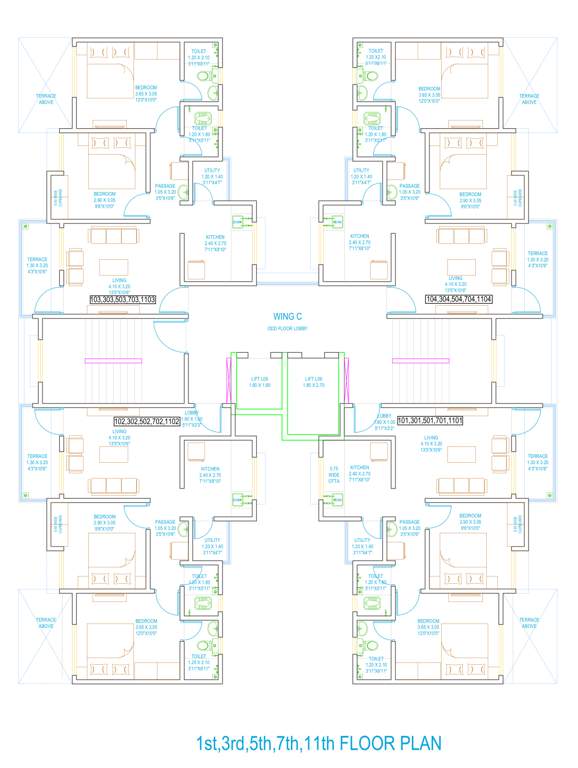  casalino towers phase ii Wing C Cluster Plan
