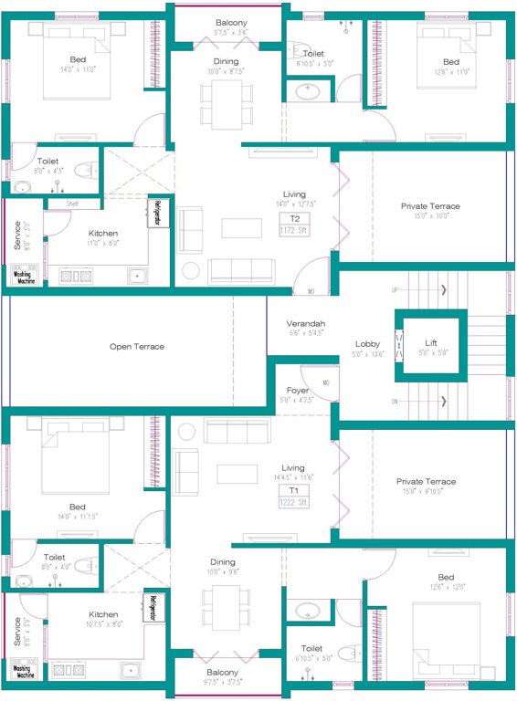  ruvy vishnu flats Ruvy Vishnu Flats Cluster Plan for 3rd Floor