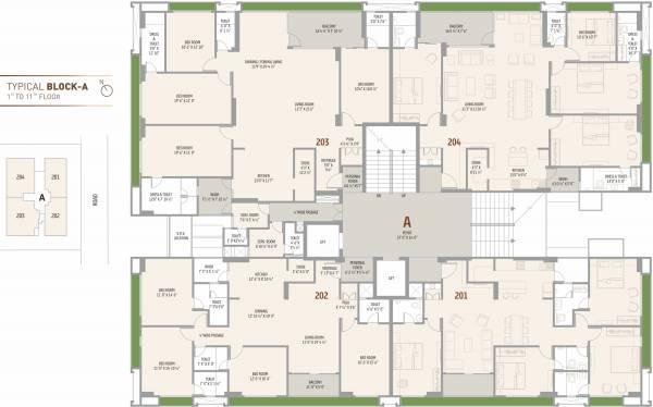  grace-3 Block A Cluster Plan from 1st to 11th Floor