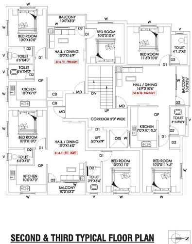  sri-geetham Vishnu Sri Geetham Cluster Plan from 2nd to 3rd Floor