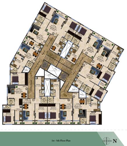  savlaram-apartment Wing A And B Cluster Plan From 1st to 5th Floor