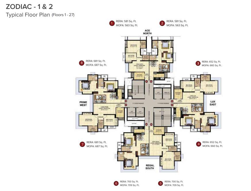  nexzone Zodiac 1 And  2 Cluster Plan for Typical Floor