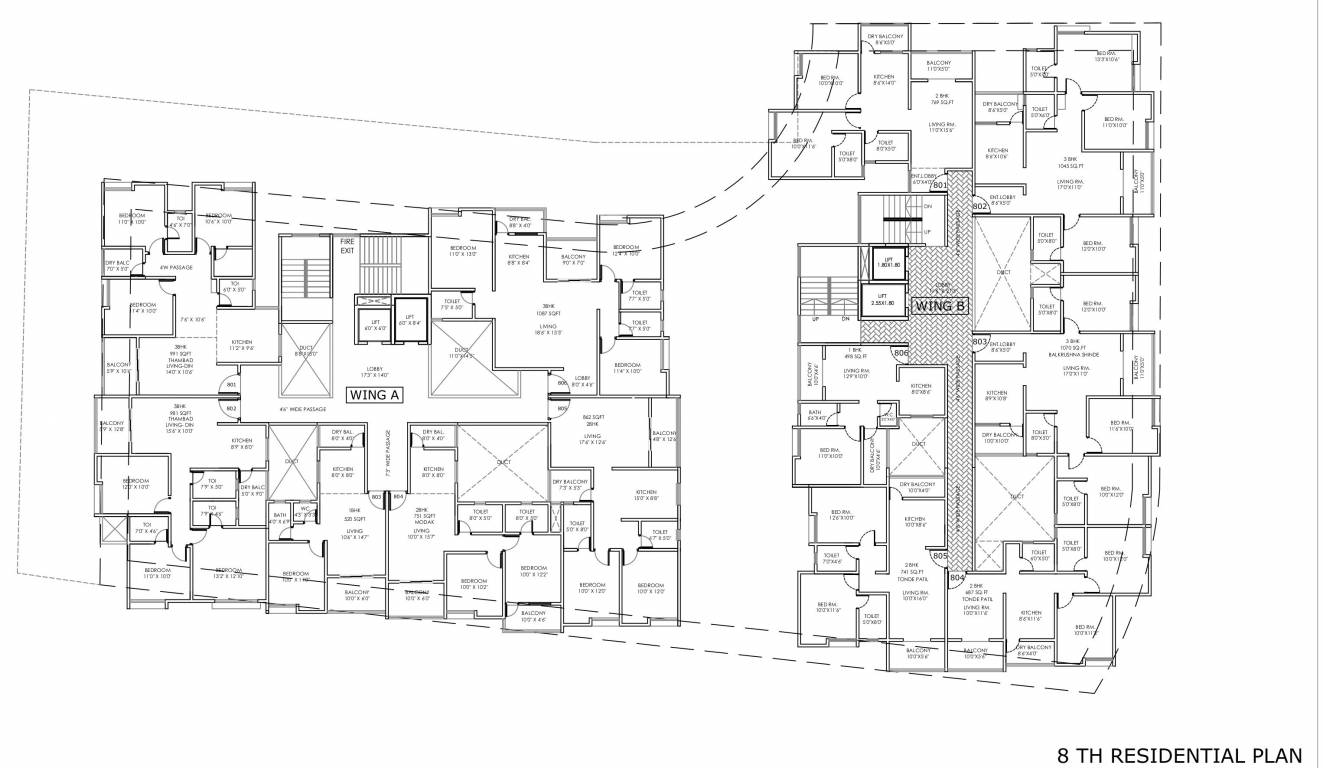  pushkar Pushkar A And B Cluster Plan for 8th Floor