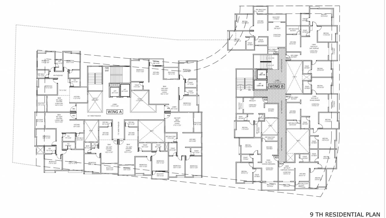  pushkar Pushkar A And B Cluster Plan for 9th Floor