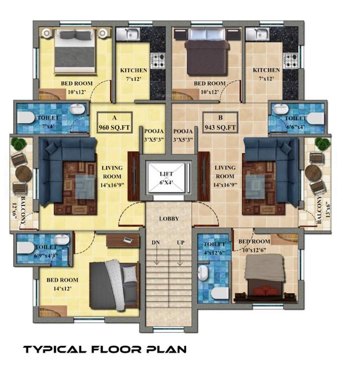  hari sriram Hari Sriram Cluster Plan For Typical Floor