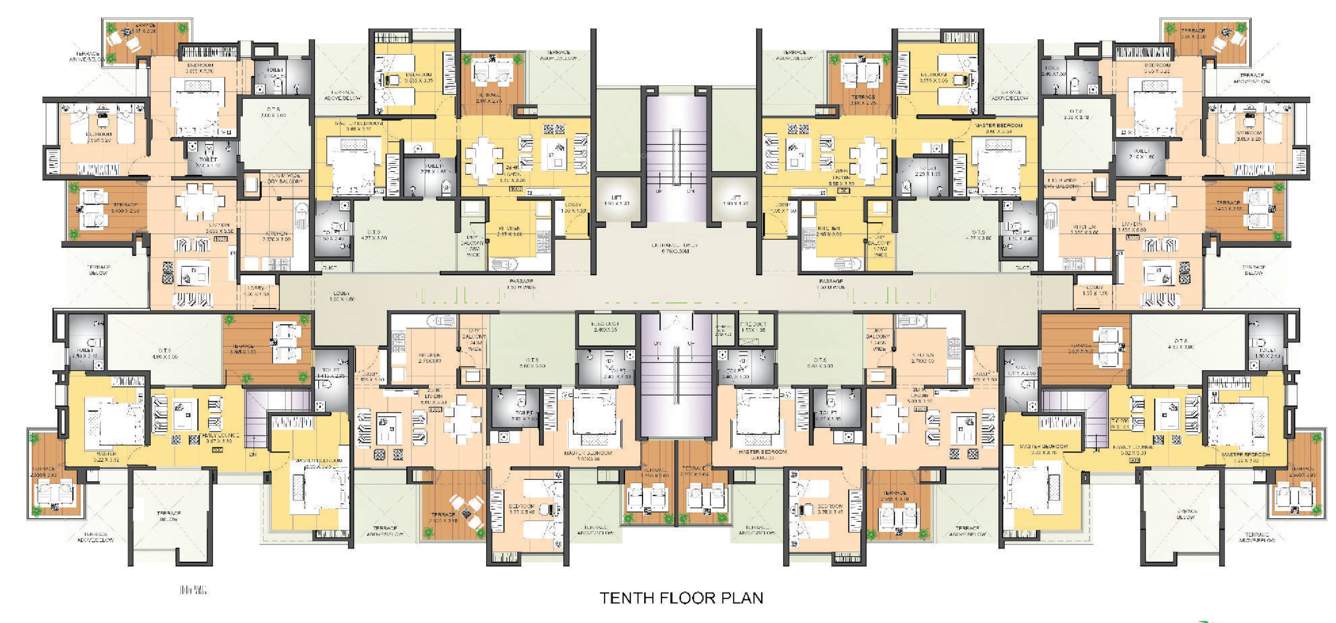 hirashree lake city apartment phase iii Building B Cluster Plan For 10th Floor