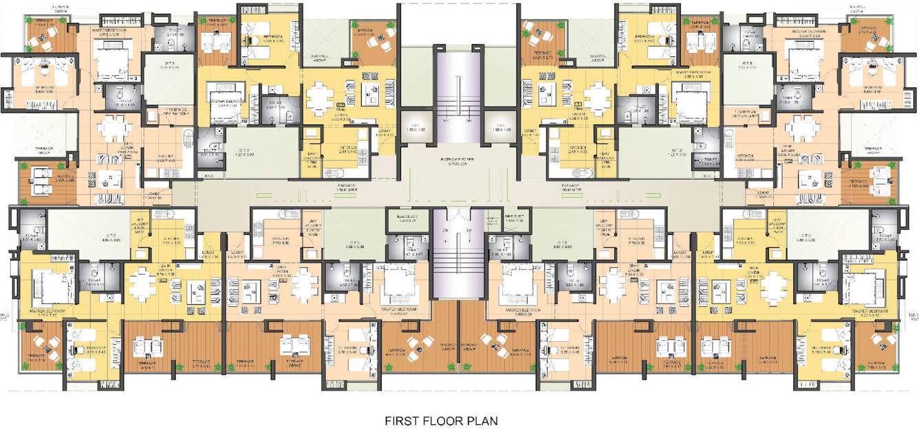 hirashree lake city apartment phase iii Building B Cluster Plan For 1st Floor
