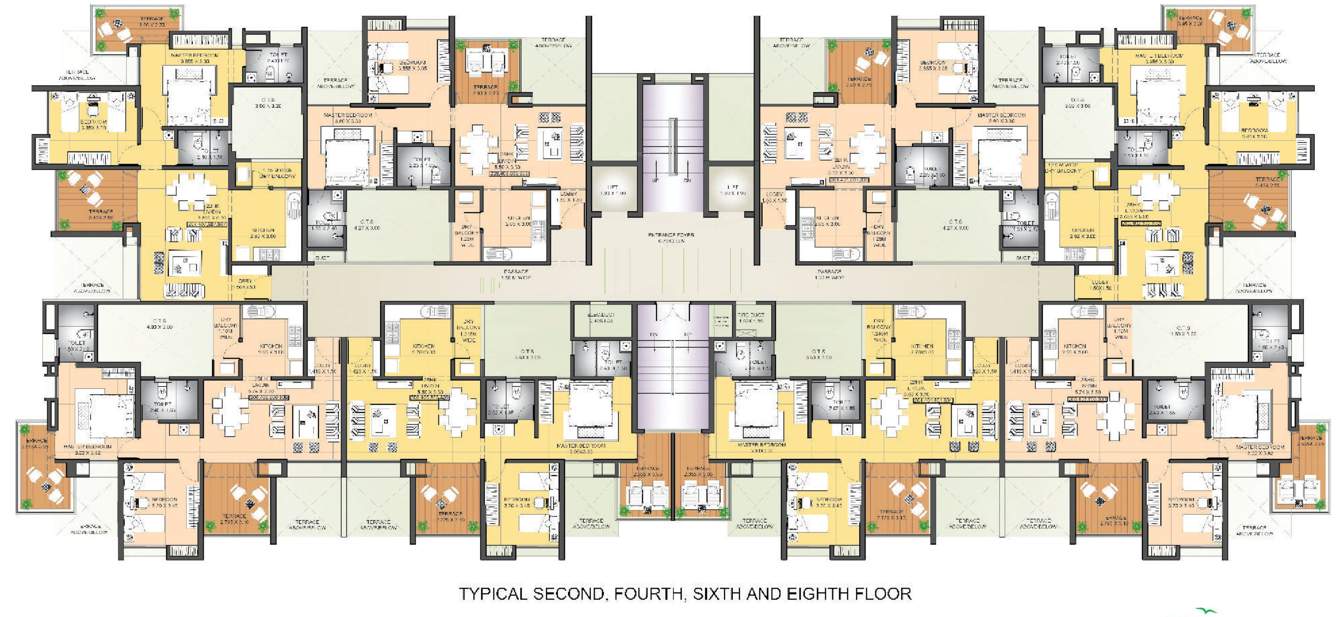 hirashree lake city apartment phase iii Building B Cluster Plan From 2nd To 8th Floor