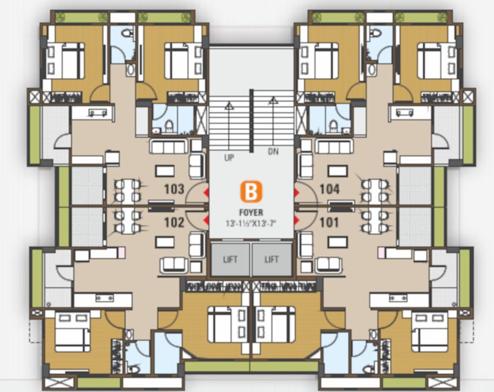  panchamrut B Cluster Plan from 1st to 8th Floor