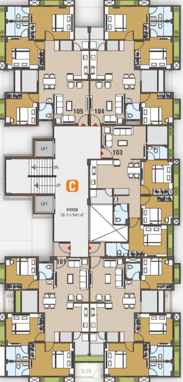  panchamrut C Cluster Plan from 1st to 8th Floor