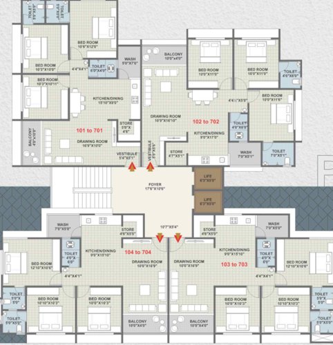  tirupati-residency D Cluster Plan from 1st to 7th Floor