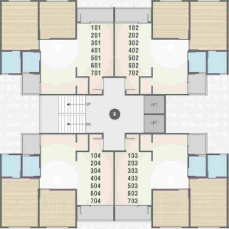  saral heights B Cluster Plan from 1st to 7th Floor