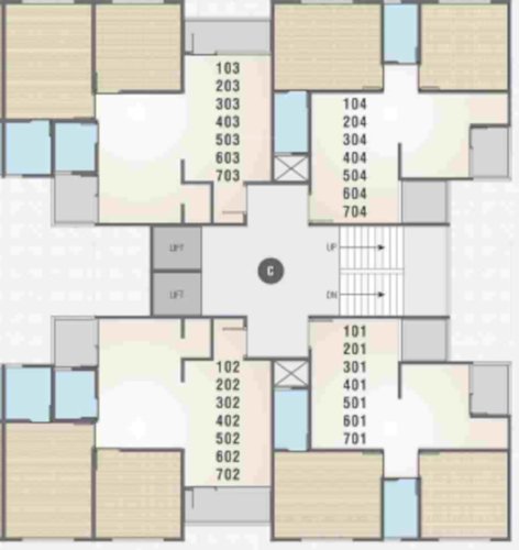  saral-heights C Cluster Plan from 1st to 7th Floor