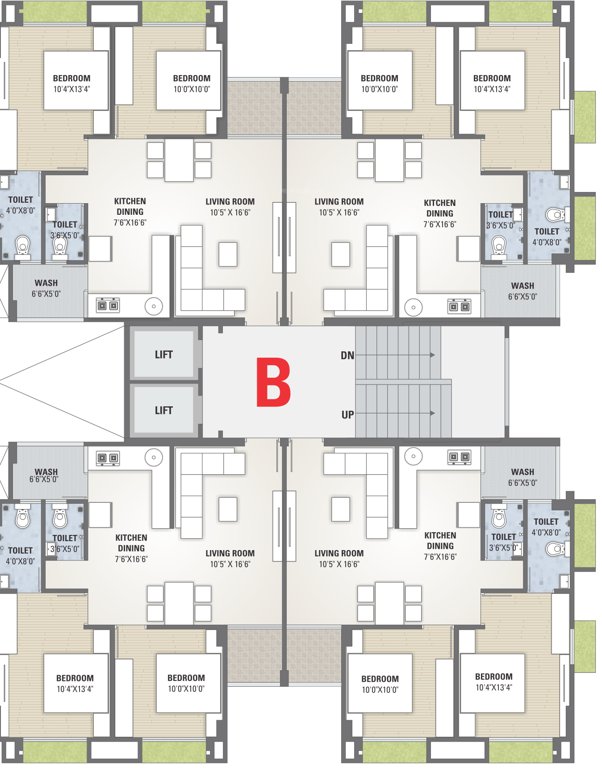 al hayat B Cluster Plan from 1st to 7th Floor