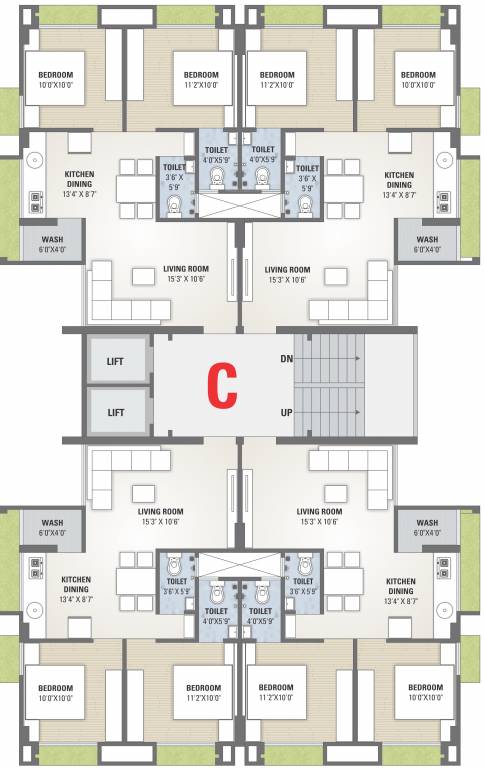 al hayat C Cluster Plan from 1st to 7th Floor