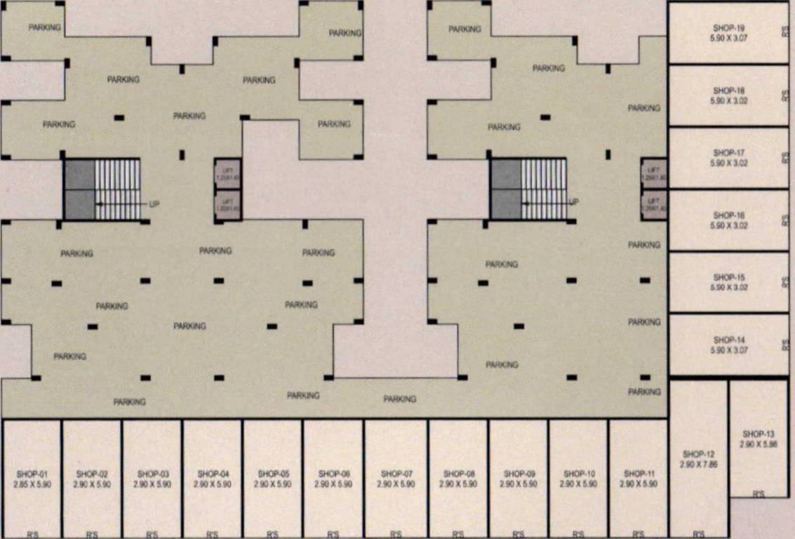 shikhar Wing A ,B Cluster Plan For Ground Floor