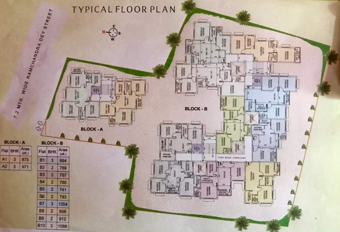  shristi Block A And Block B Cluster Plan from 1st to 4th Floor