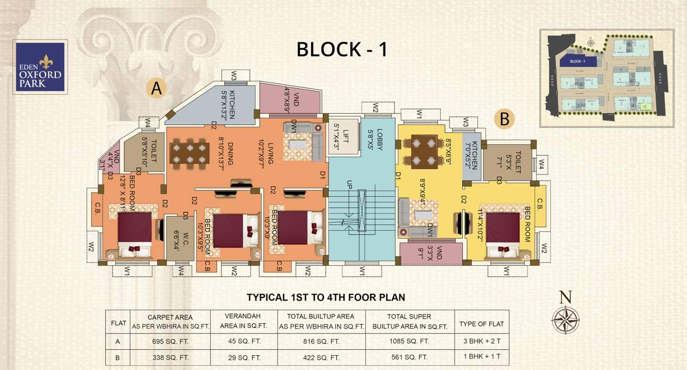  oxford park Block 1 Cluster Plan From 1st to 4th Floor