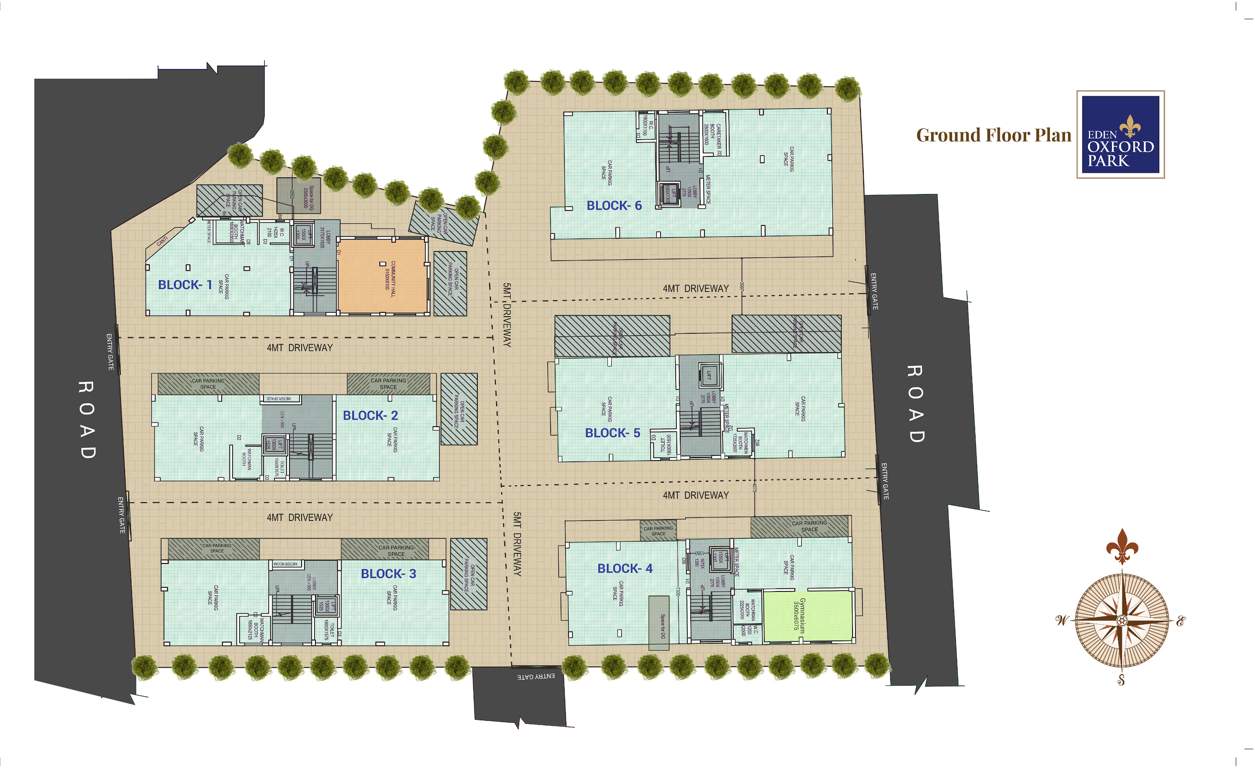  oxford park Block 1 To 6 Cluster Plan For Ground Floor