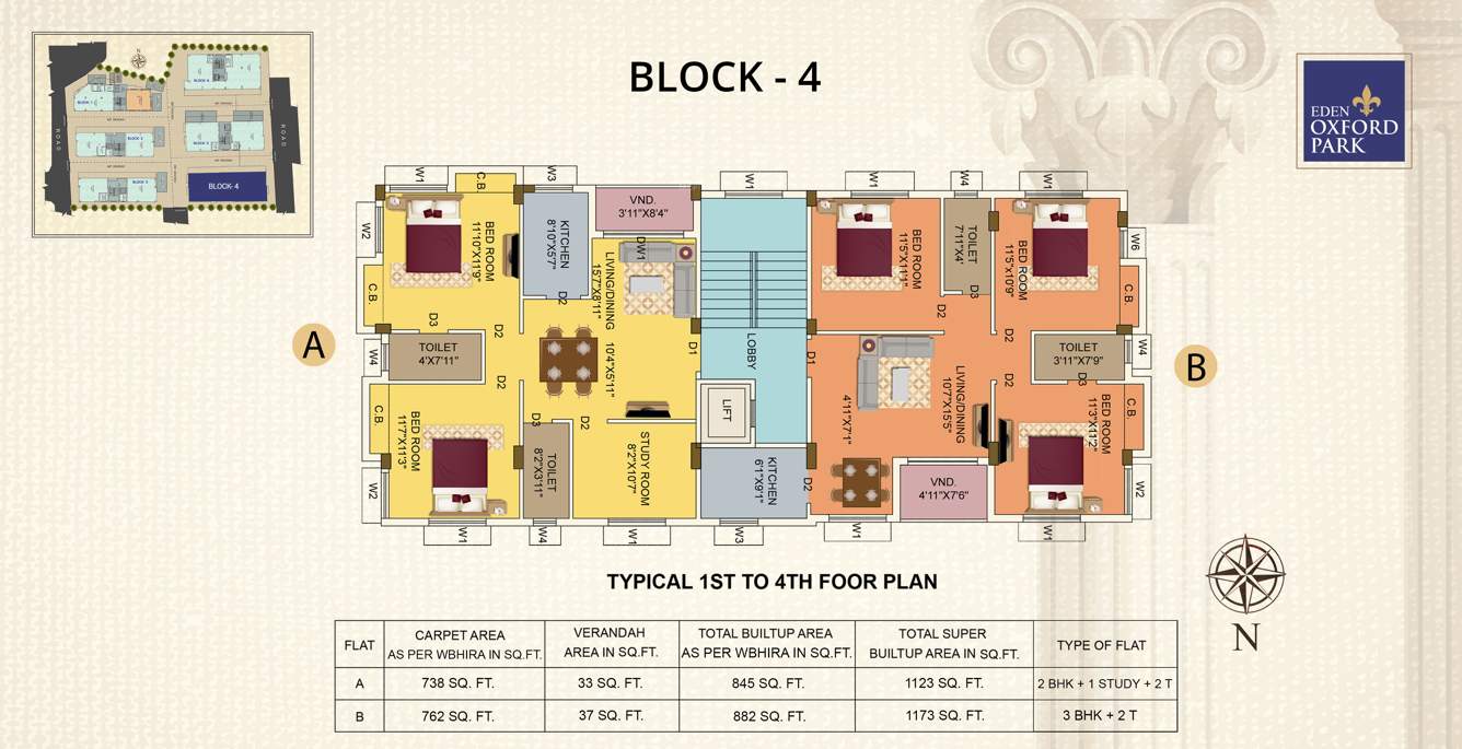  oxford park Block 4 Cluster Plan From 1st to 4th Floor