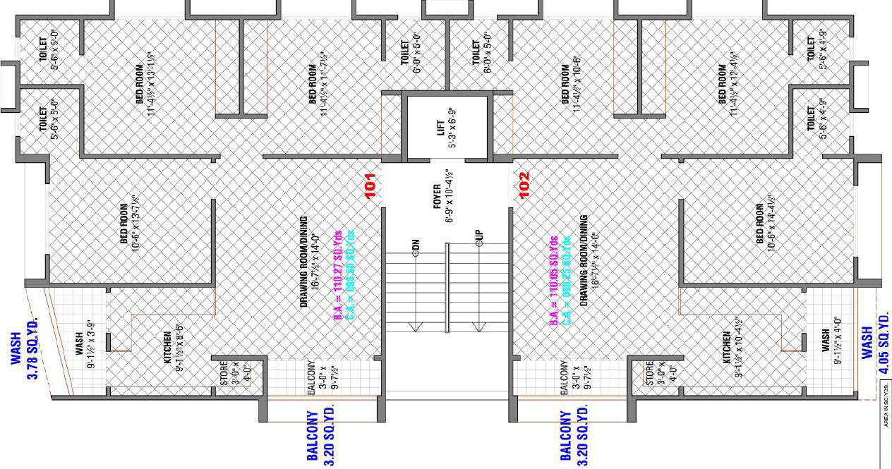  rashmi apartments A Cluster Plan from 1st to 5th Floor