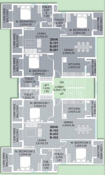  homes Block B Cluster Plan from 1st to 4th Floor