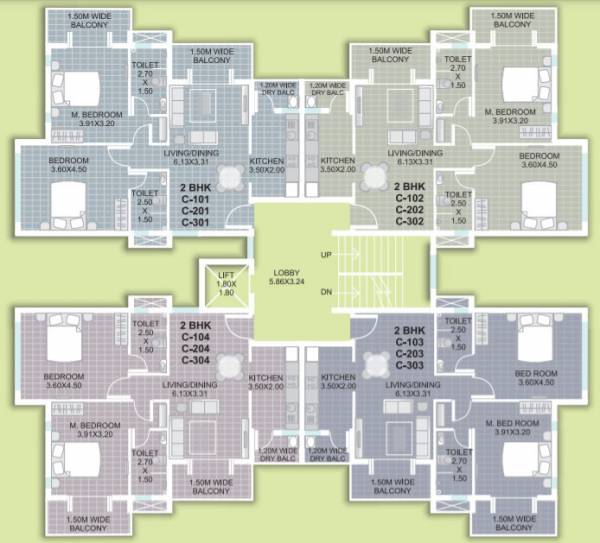  homes Block C Cluster Plan from 1st to 4th Floor
