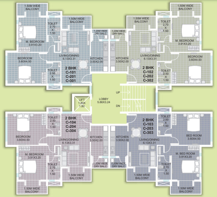  homes Block C Cluster Plan from 1st to 4th Floor