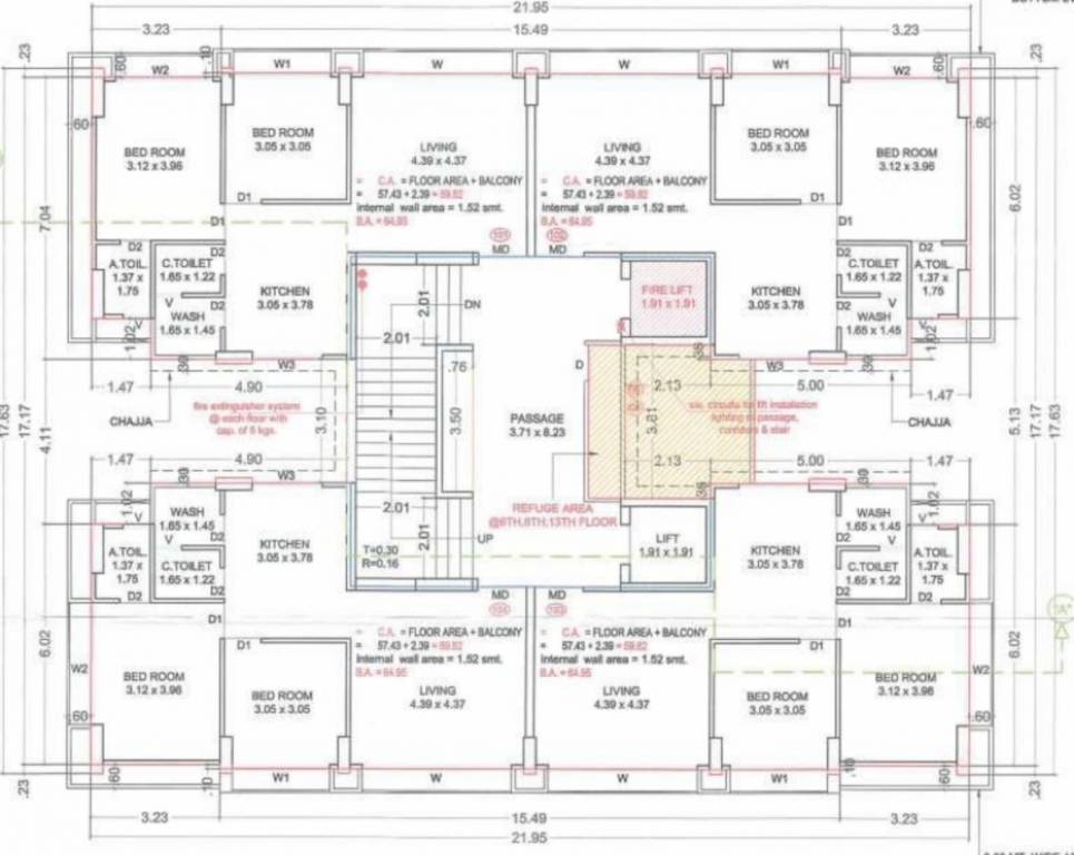  the unity tower B Cluster Plan from 2nd to 14th Floor