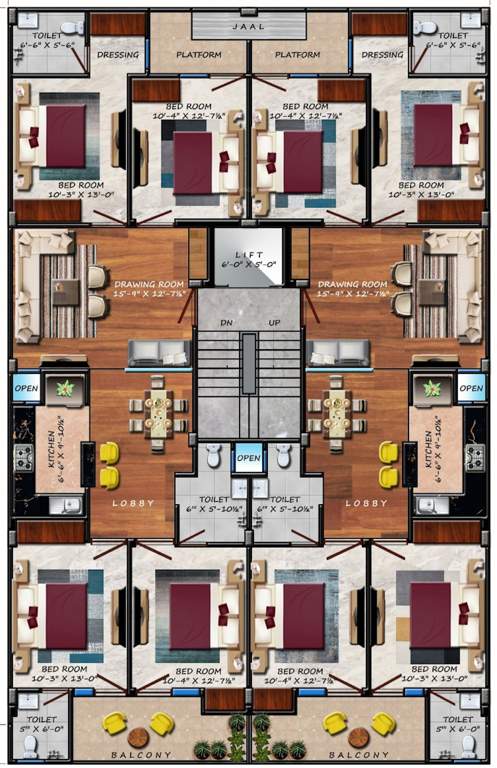  luxury dreams homes Luxury Dreams Homes Cluster Plan From 1st To 4th Floor