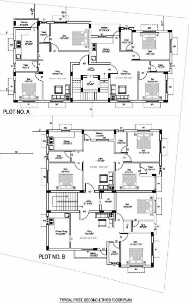  pavithram-flats Block A & B Cluster Plan from 1st to 2nd Floor