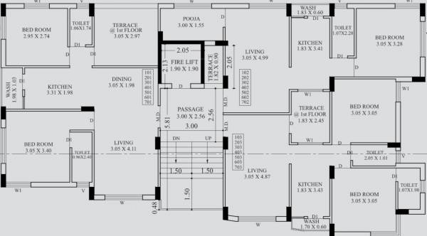  elegance Flat Cluster Plan from 1st to 7th Floor