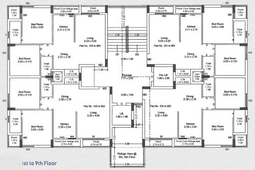  akshar-prime Wing B Cluster Plan From 1st to 9th Floor