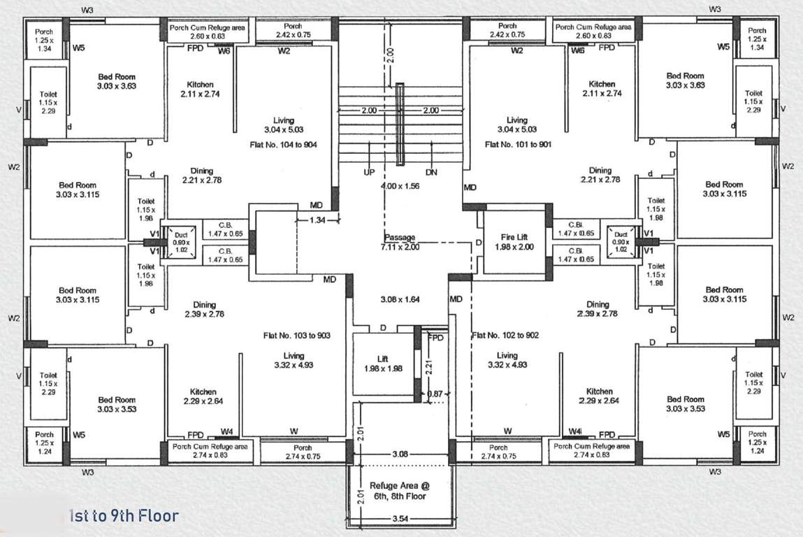  akshar prime Wing B Cluster Plan From 1st to 9th Floor