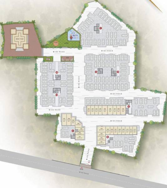 A,B,C,D,E,F Building Cluster Plan For Ground Floor residency A,B,C,D,E,F Building Cluster Plan For Ground Floor
