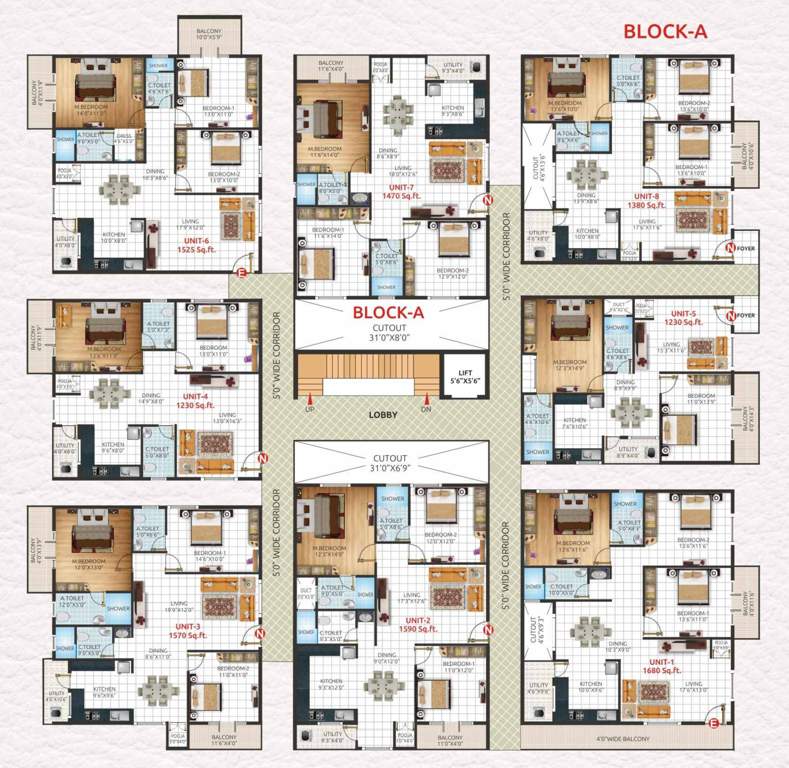  enclave Block A Cluster Plan For Typical Floor
