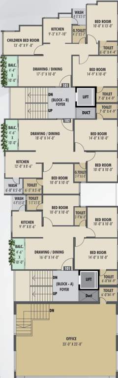  stavam residency Block A , B Cluster Plan For 1st Floor