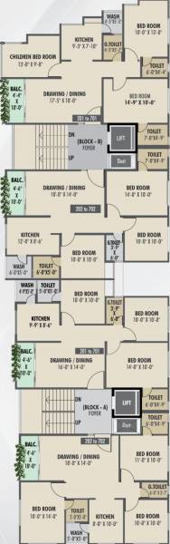  stavam-residency Block-A, B Cluster Plan For 7th Floor