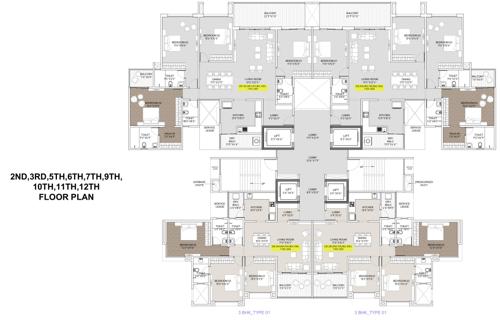  universe A Building, B Building And C Building Cluster Plan from 2nd, 3rd, 5th, 6th, 7th, 9th, 10th, 11th,  12th Floor
