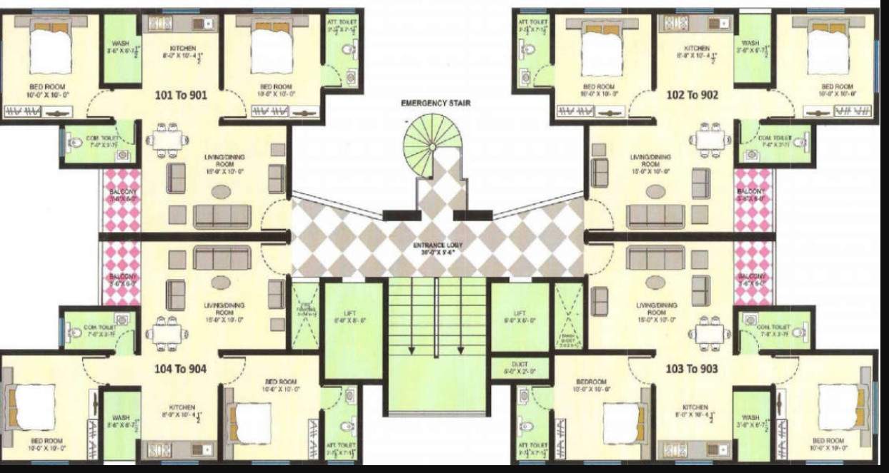  al foulek B Cluster Plan from 1st to 9th Floor