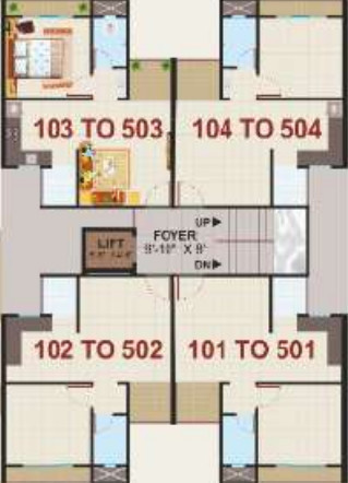 maa residency A Cluster Plan from 1st to 5th Floor