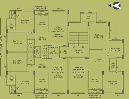  nandan-hills Unit A Cluster Plan from 1st to 5th Floor