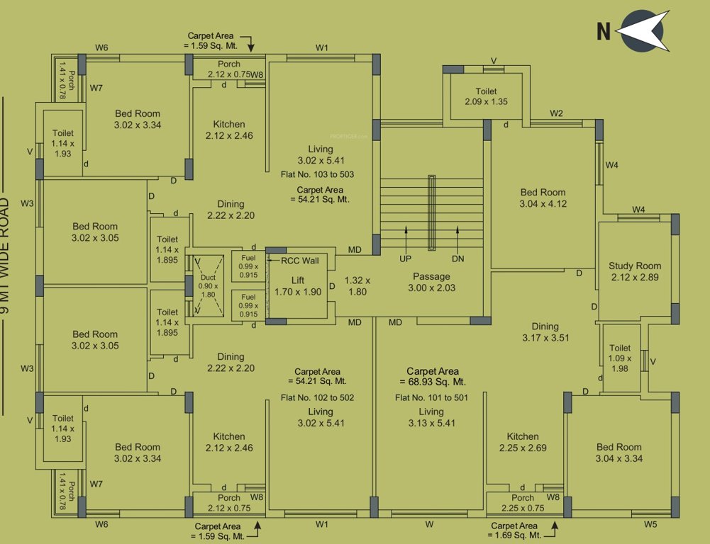  nandan hills Unit A Cluster Plan from 1st to 5th Floor
