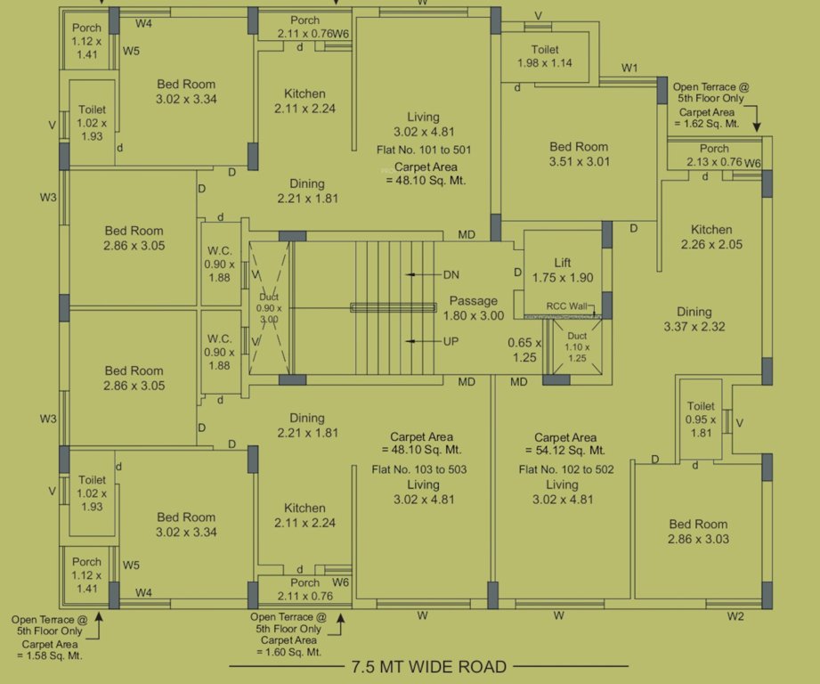  nandan hills Unit B Cluster Plan from 1st to 5th Floor