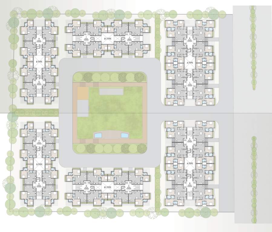 samruddhi residency A, B, C, D, E, F, G, H, I, J, K and L Cluster Plan from 1st to 5th Floor