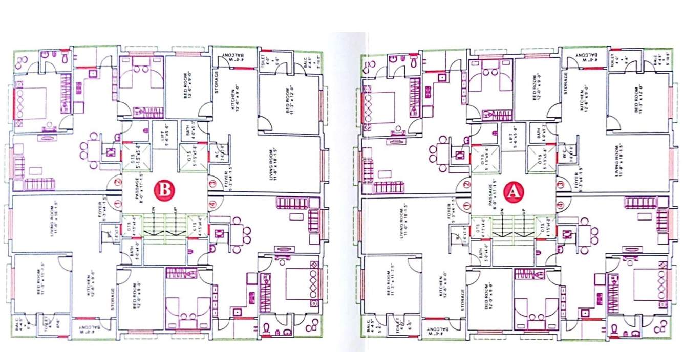  shyam sunder cooperative housing society limited A & B Cluster Plan from 1st to 4th Floor
