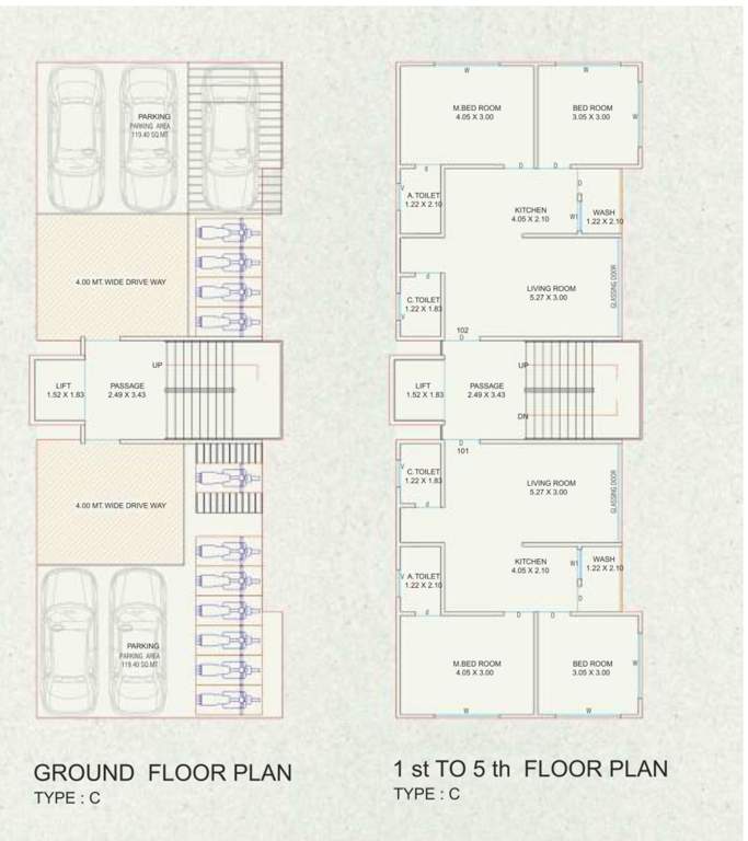 vivanta the grandeur C Cluster Plan from 1st to 5th Floor